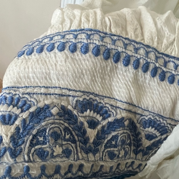 Free People dress, white with blue trim blue buttons Size large new - Picture 6 of 8